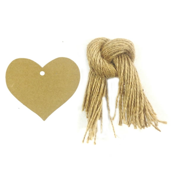 Wrapables 50 Gift Tags/Kraft Hang Tags with Free Cut Strings for Gifts, Crafts & Price Tags, True Heart