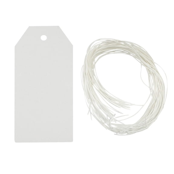 Wrapables 50 Gift Tags/Kraft Hang Tags with Free Cut Strings for Gifts, Crafts & Price Tags - White Original Tag