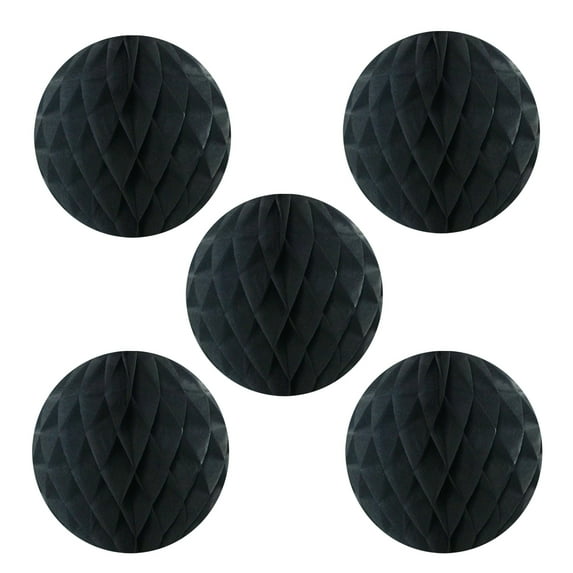 Wrapables® 6" Set of 5 Tissue Honeycomb Ball Party Decorations for Weddings, Birthday Parties, Baby Showers, and Nursery Décor, Black