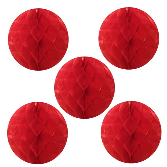 Wrapables® 6" Set of 5 Tissue Honeycomb Ball Party Decorations for Weddings, Birthday Parties, Baby Showers, and Nursery Décor, Red