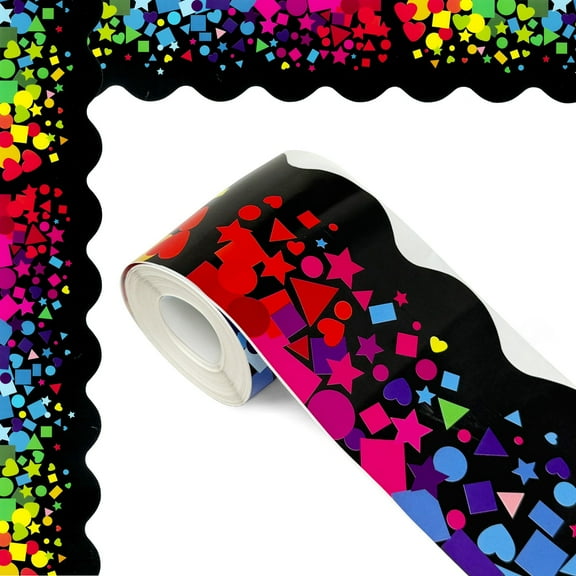 Wrapables 60 Feet Bulletin Board Borders, Adhesive Decorative Trim Stickers, Shapes