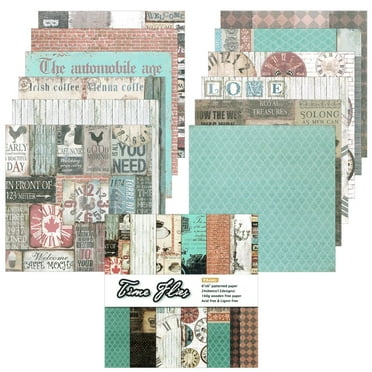 Wrapables 6x6 Decorative Single-Sided Scrapbook Paper for Arts & Crafts Projects, Scrapbooking, Card-Making, Coffee & Clocks Theme