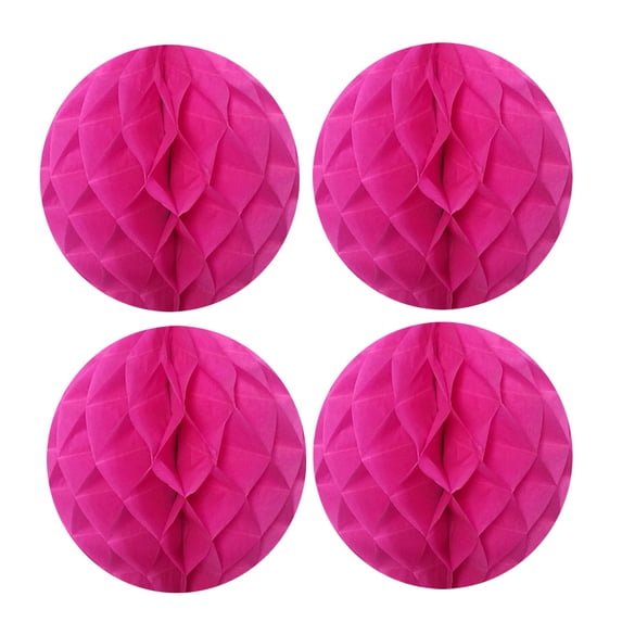 Wrapables® 8" Set of 4 Tissue Honeycomb Ball Party Decorations for Weddings, Birthday Parties, Baby Showers, and Nursery Décor, Hot Pink