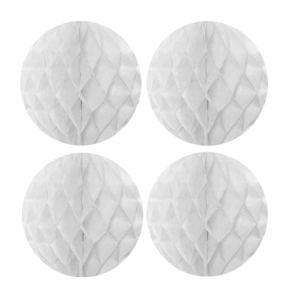 Wrapables® 8" Set of 4 Tissue Honeycomb Ball Party Decorations for Weddings, Birthday Parties, Baby Showers, and Nursery Décor, White