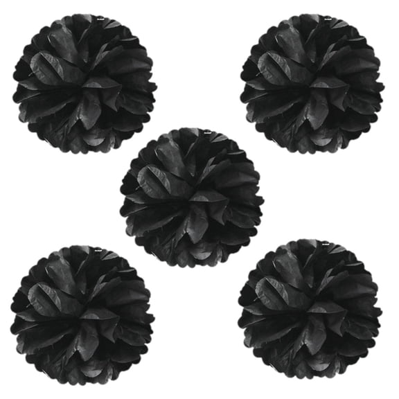 Wrapables® 8" Set of 5 Tissue Pom Poms Party Decorations for Weddings, Birthday Parties Baby Showers and Nursery Décor, Black