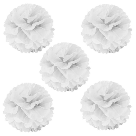 Wrapables® 8" Set of 5 Tissue Pom Poms Party Decorations for Weddings, Birthday Parties Baby Showers and Nursery Décor, White