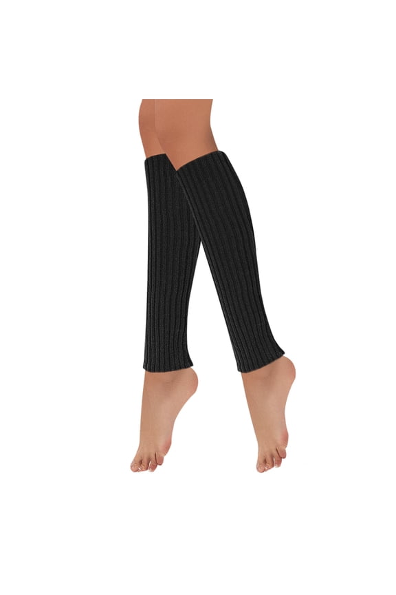 80's Style Neon Fluorescent Ribbed Leg Warmers, Black