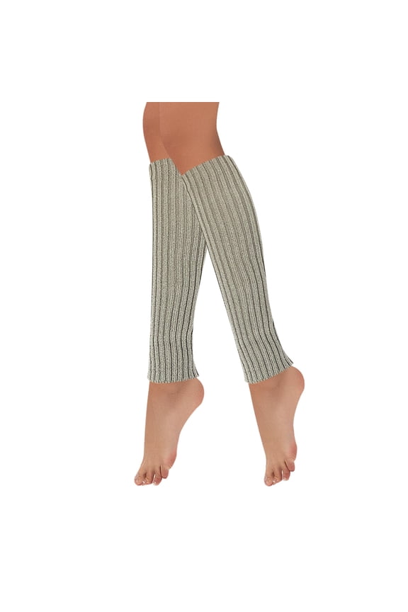 80's Style Neon Fluorescent Ribbed Leg Warmers, Light Gray