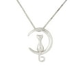 thumbnail image 1 of Wrapables® 925 Sterling Silver Plated Cat and Moon Pendant Necklace, 1 of 6