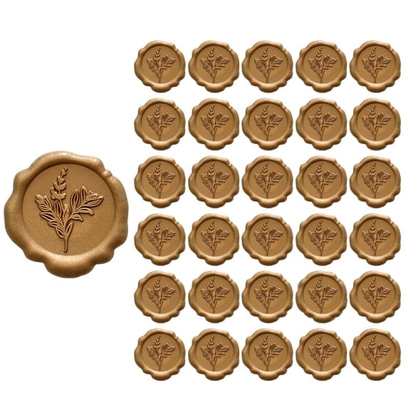 Wrapables Adhesive Wax Seal Stickers for Envelopes, Wedding Invitations, Christmas Packages, Gifts, Parties (30pcs), Bronze Rosemary