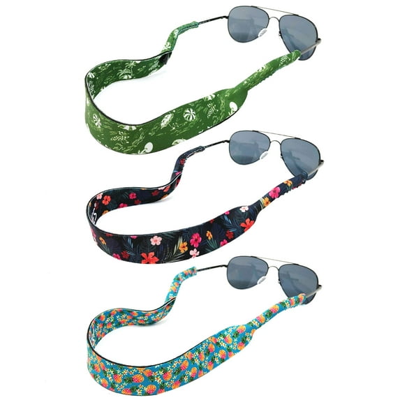 Wrapables Adjustable Eyewear Retainer, Sunglass Strap with Neoprene Floating Material for Sports and Outdoors (Set of 3), Summer Gateaway