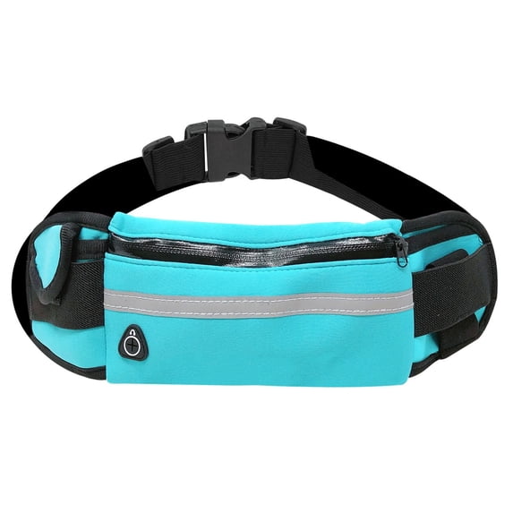 Wrapables Adjustable Neoprene Running Belt, Waterproof Fanny Pack, Workout Pouch for Running Jogging Hiking, Blue
