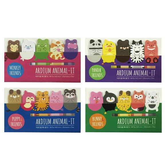 Wrapables Animal Friends Bookmark Flag Tab Sticky Notes (Set of 4)