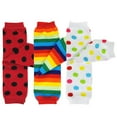 thumbnail image 1 of Wrapables® Baby 3-Pair Leg Warmers O/S Polka Dots and Rainbow Stripes, 1 of 4