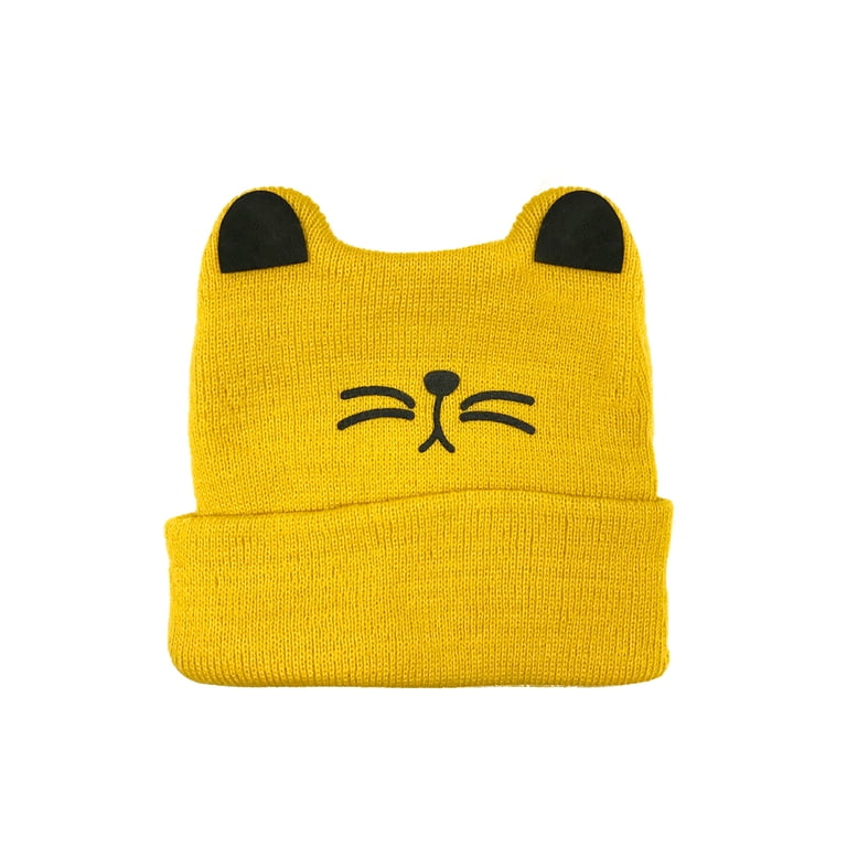 Black and Yellow Cat Ear Hat Crochet Cat Ears Beanie Hat: Yellow and Black Striped  main image 4
