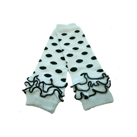 Wrapables® Baby Polka Dot and Solid Color Leg Warmers O/S White and Black Ruffles