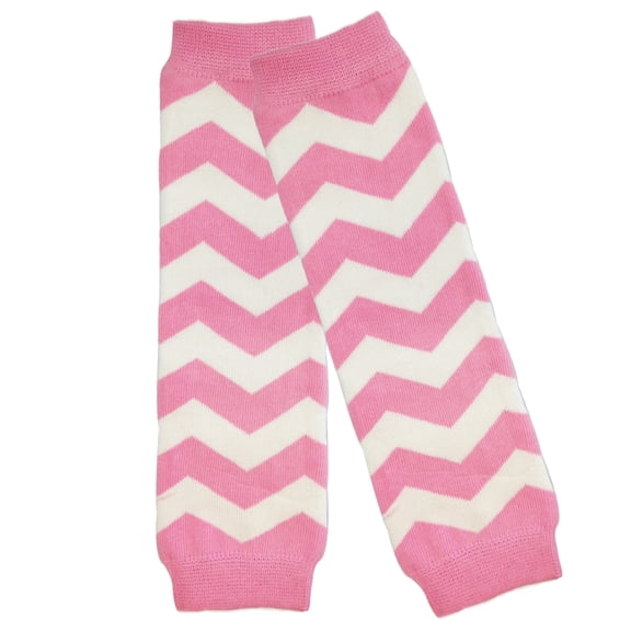 Wrapables® Baby Stripes and Chevron Leg Warmers O/S Hot Pink and White C
