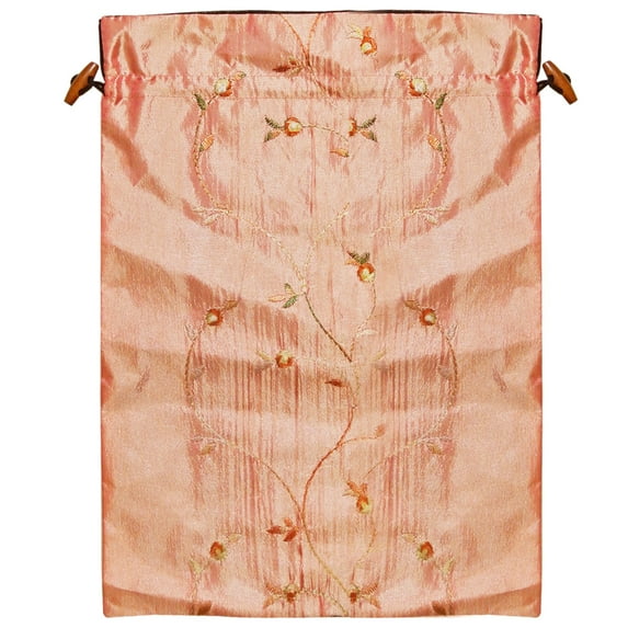 Wrapables® Beautiful Embroidered Silk Travel Bag for Lingerie & Shoes - Peach