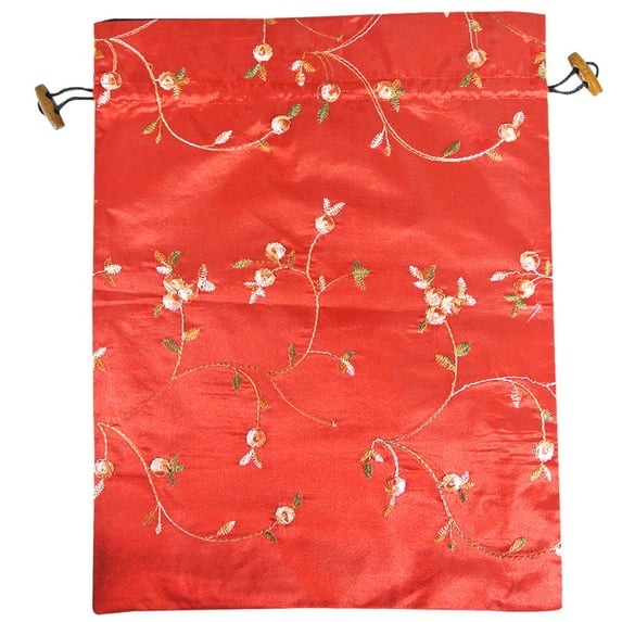 Wrapables® Beautiful Embroidered Silk Travel Bag for Lingerie & Shoes - Red