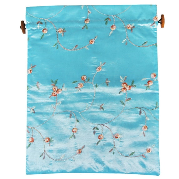 Wrapables® Beautiful Embroidered Silk Travel Bag for Lingerie & Shoes - Sky Blue