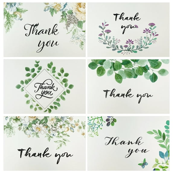 Wrapables Blank Thank You Cards with Envelopes for Weddings, Bridal Showers, Baby Showers (Set of 4), Classic Floral