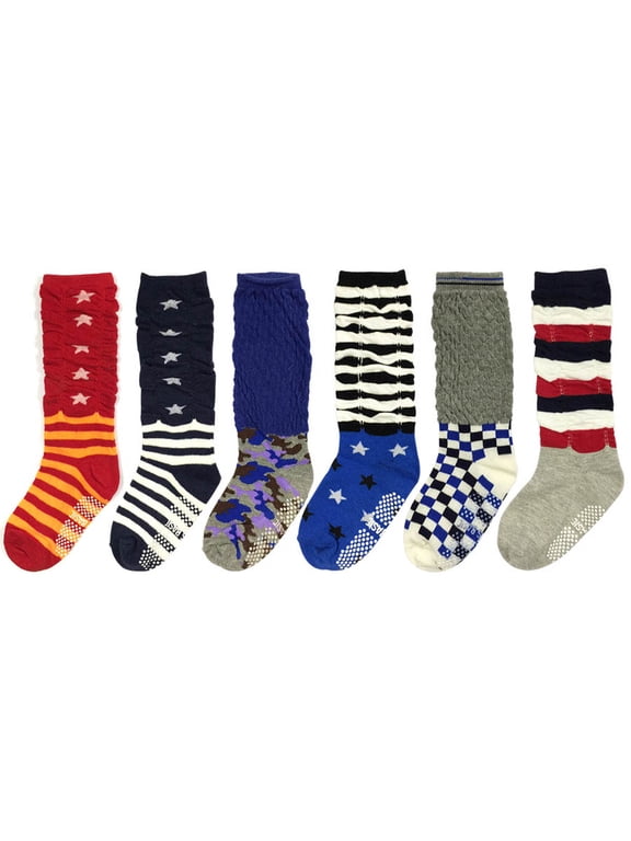 Boys Casual Scrunch Socks (Set of 6), Set 1