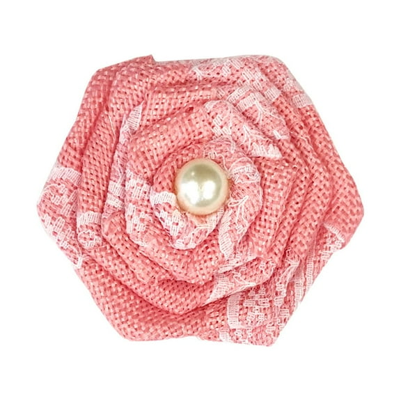 Wrapables® Burlap Lace Rosette 3 Inch Diameter (Set of 12), Pink