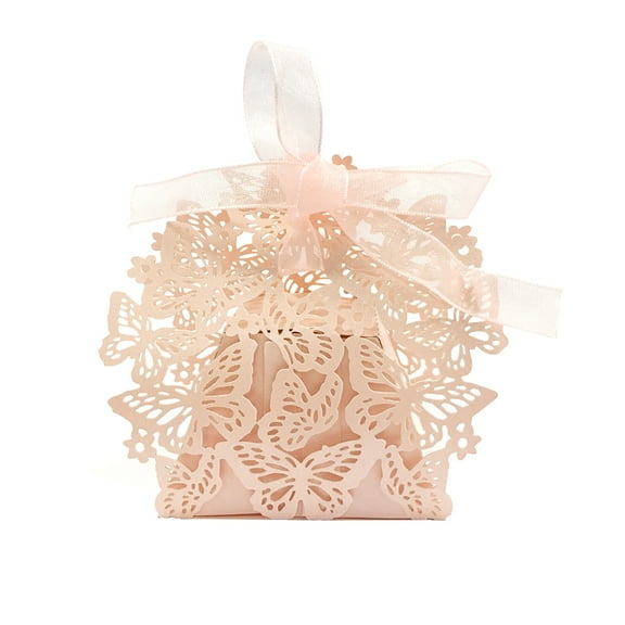 Wrapables® Butterflies Wedding Party Favor Boxes Gift Boxes with Ribbon (Set of 50), Pink