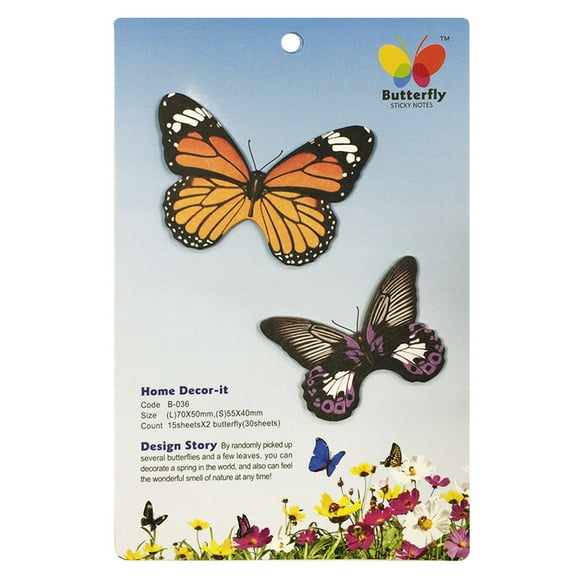 Wrapables Butterfly Memo Bookmark Sticky Notes, Brown and Purple