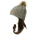 thumbnail image 1 of Wrapables® Cable Knit Faux Fur Pom Pom Beanie, Adult Gray, 1 of 3