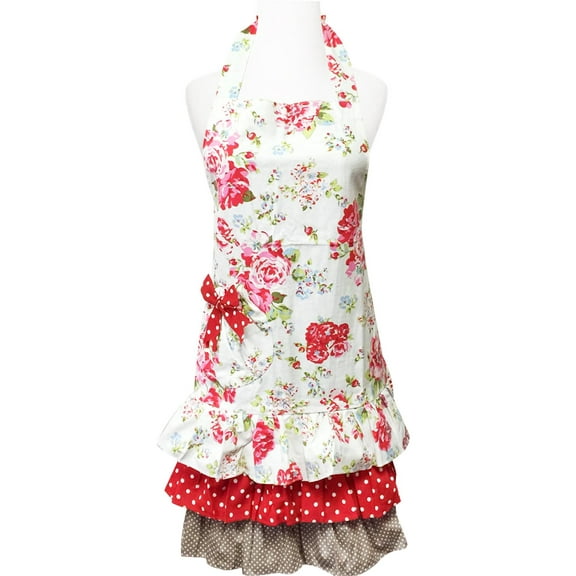 Wrapables Canvas Apron, Ruffles and Roses