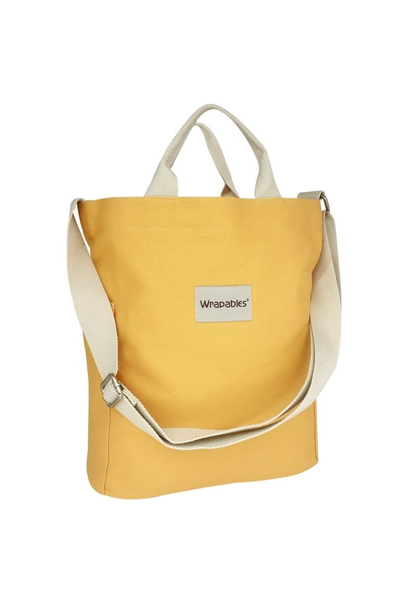 Canvas Tote Bag for Women, Casual Cross Body Shoulder Handbag, Yellow