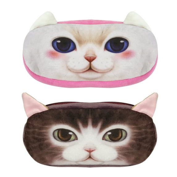 Wrapables® Cat Face Zippered Pencil Case (Set of 2), Minx & Snowball