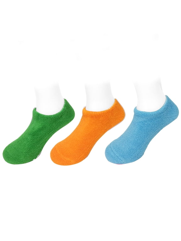 ® Children’s Non-Skid Gripper Socks (Set of 3), Green, Orange, Blue