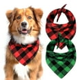 thumbnail image 1 of Wrapables Christmas Pet Triangle Bandana, Bib Scarves For Cats and Dogs (Set of 2), Large, Buffalo Plaid, 1 of 6