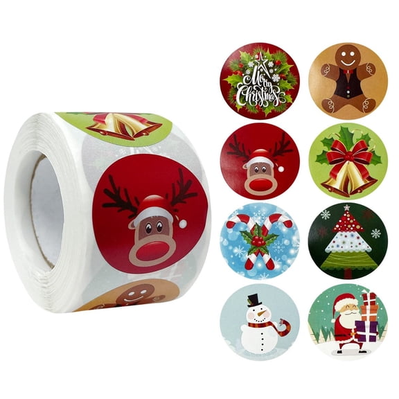 Wrapables Christmas Stickers Label Roll, Holiday Stickers for Sealing Cards, Envelopes, Gift Boxes, Festive Party Favors (500pcs), Festive