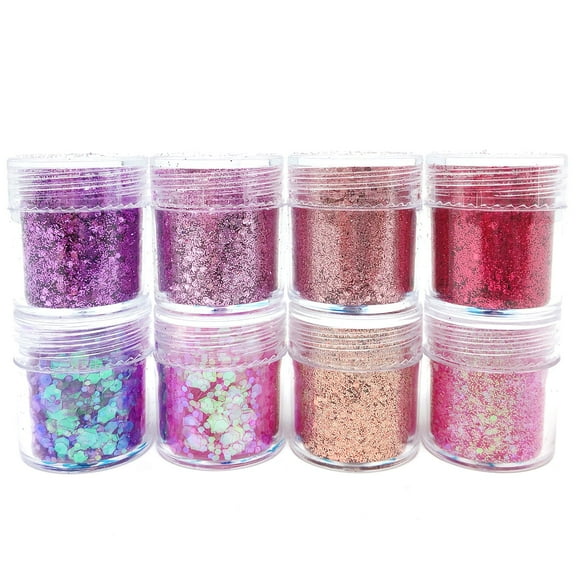 Wrapables Chunky Glitter for Hair Face Makeup Nail Art Decoration (8 Colors), Mystic
