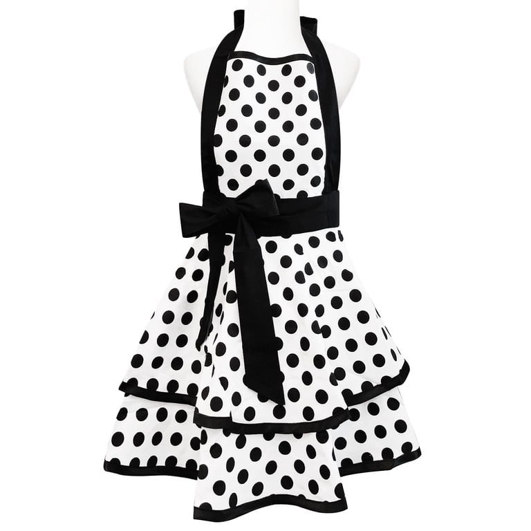 Wrapables Classic Vintage Apron, Sexy Cooking Apron, Black Dot