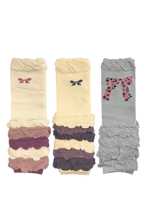 Colorful Baby Leg Warmers Set of 3, Half Ruched and Bows