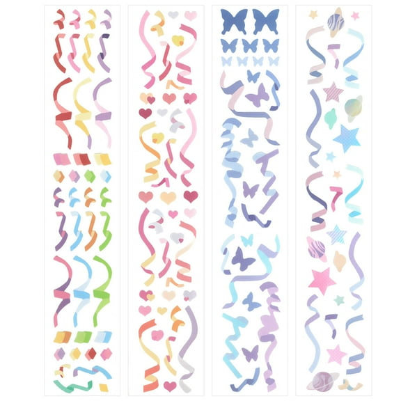 Wrapables Colorful Decorative Stickers for Scrapbooking, DIY Crafts, Stationery, Diary, Card Making, 4 Sheets, Festive Ribbons