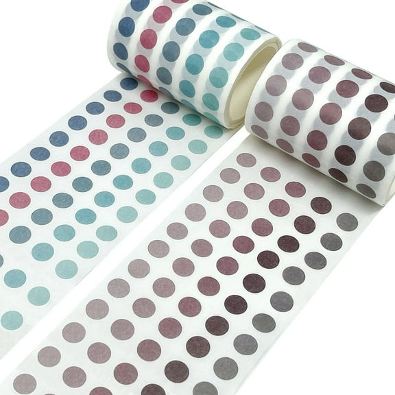 Wrapables Colorful Dots Washi Masking Tape, Round Circle Stickers for Scrapbooking, Planners, Bullet Points, and Journals 6M Length Total (Set of 2), Horizon & Dusk