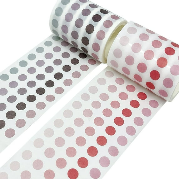 Wrapables Colorful Dots Washi Masking Tape, Round Circle Stickers for Scrapbooking, Planners, Bullet Points, and Journals 6M Length Total (Set of 2), Mauve & Pink