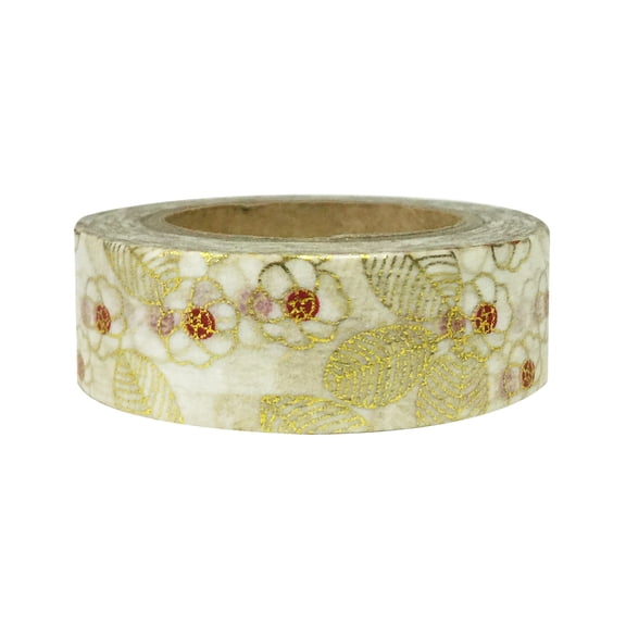 Wrapables Colorful Washi Masking Tape, Metallic Asian Floral