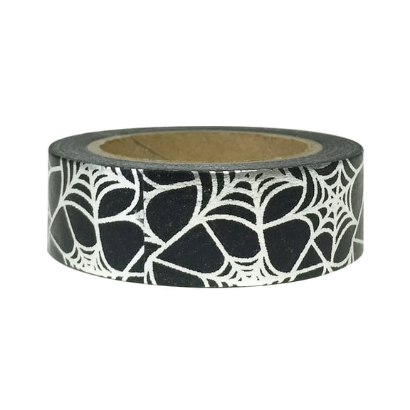 Wrapables Colorful Washi Masking Tape, Metallic Silver Cobweb