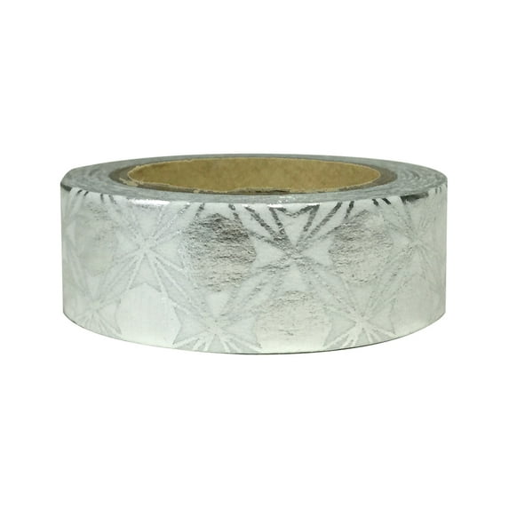 Wrapables® Colorful Washi Masking Tape, Metallic Silver Stars and Polygon