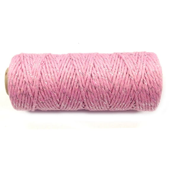 Wrapables® Cotton Baker's Twine 12ply 110 Yard, Pink/Metalic Silver