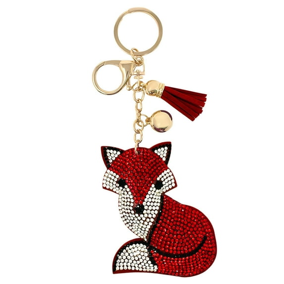 Wrapables Crystal Bling Key Chain Keyring with Tassel Car Purse Handbag Pendant, Fox