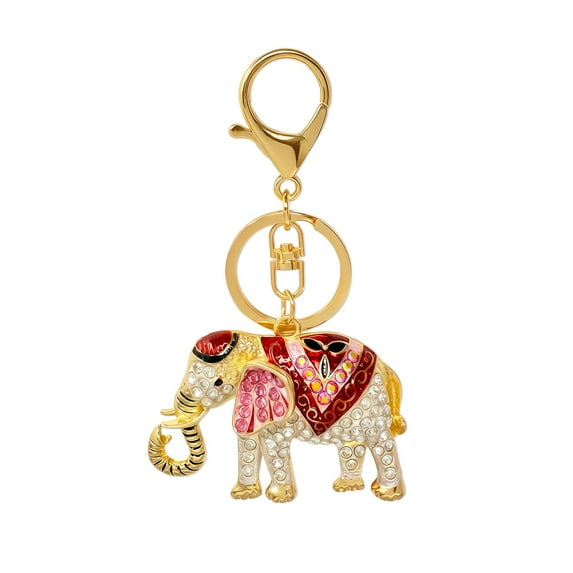 Wrapables Crystal Bling Keychain, Keyring Purse Handbag Pendant Charm, Red Opulent Elephant