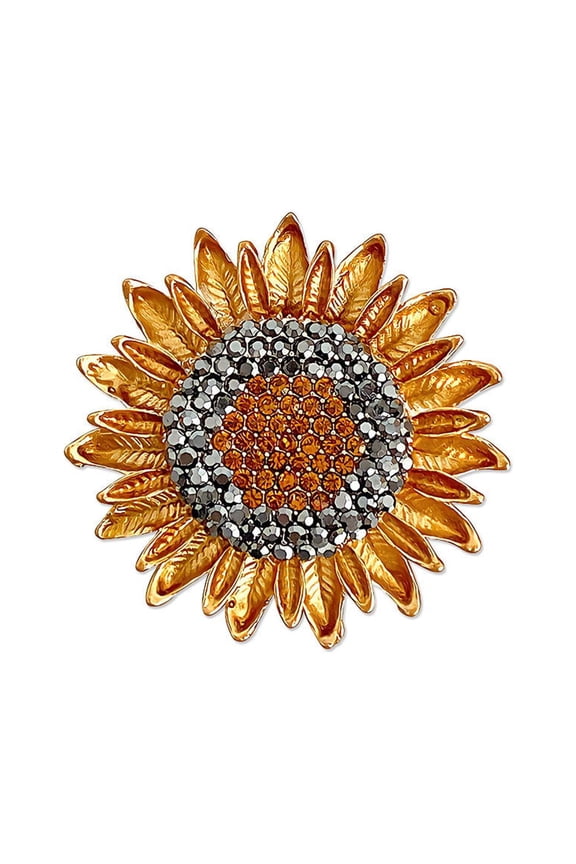 Crystal Rhinestone Sunflower Brooch Pin
