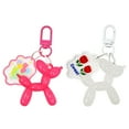 thumbnail image 1 of Wrapables Cute Balloon Dog Keychain, Bag Charm Accessory for Purse Handbag Backpack (Set of 2), White and Magenta, 1 of 6